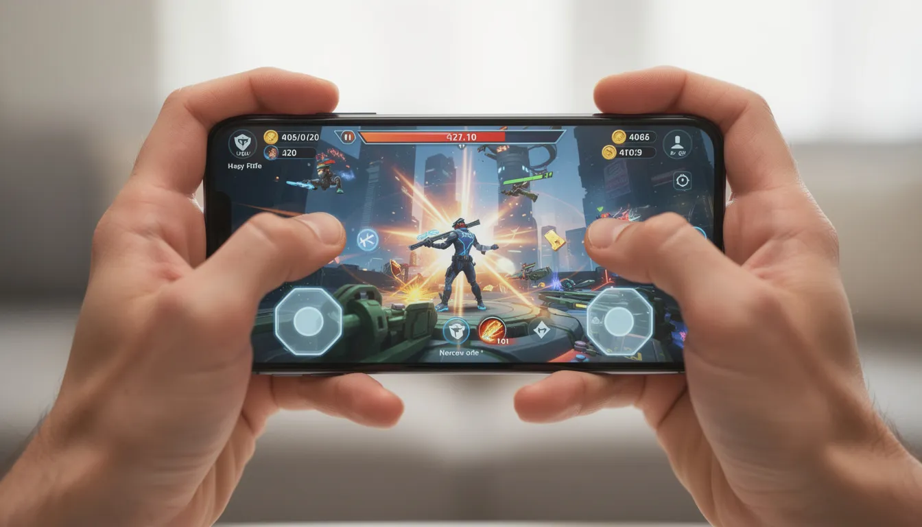 L'immagine mostra delle mani che tengono uno smartphone, sul quale è visibile un'interfaccia di gioco mobile tipica di un casinò online. Si possono notare elementi grafici che richiamano giochi di slot e scommesse, suggerendo un'esperienza di divertimento e promozioni legate al mondo del gioco.