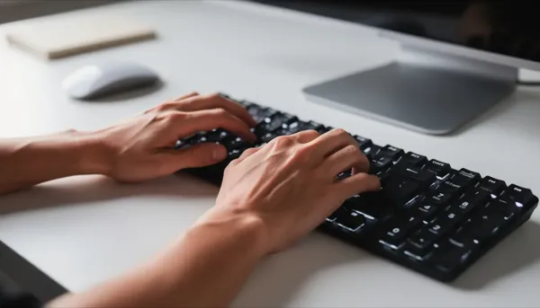 Due mani stanno digitando su una tastiera di computer, mentre sullo schermo potrebbero apparire informazioni relative a bonus casinò, come offerte di benvenuto e requisiti di puntata. L'immagine evoca un'atmosfera di gioco online, suggerendo l'interesse per i migliori bonus e le promozioni disponibili.