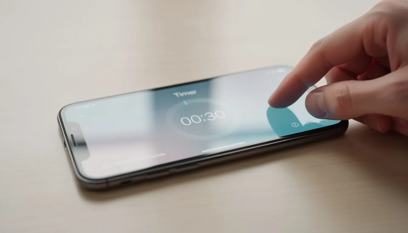 Un'immagine mostra una mano che imposta un timer su uno smartphone, evidenziando l'importanza della comunicazione e del rispetto del tempo, elementi fondamentali anche nel contesto dei casinò online e delle promozioni come il bonus benvenuto.