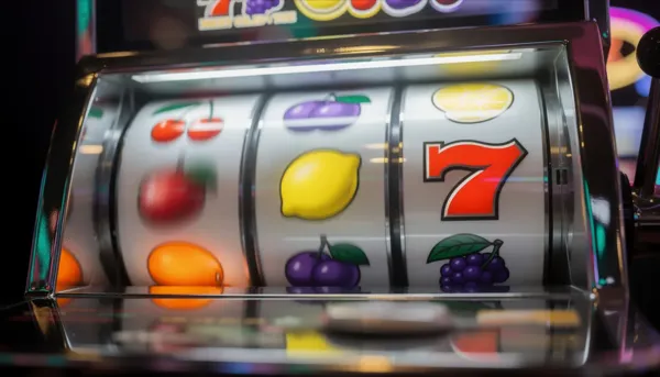 Un'immagine di una slot machine colorata con rulli che girano, decorata con simboli di frutta come ciliegie, limoni e angurie. Questo gioco emozionante offre l'opportunità di vincere giri gratis e bonus, rendendo l'esperienza al casinò ancora più divertente.