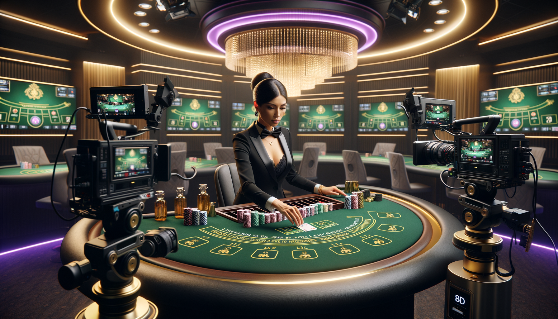Studio professionale di live casino con dealer reale e tecnologie di streaming HD