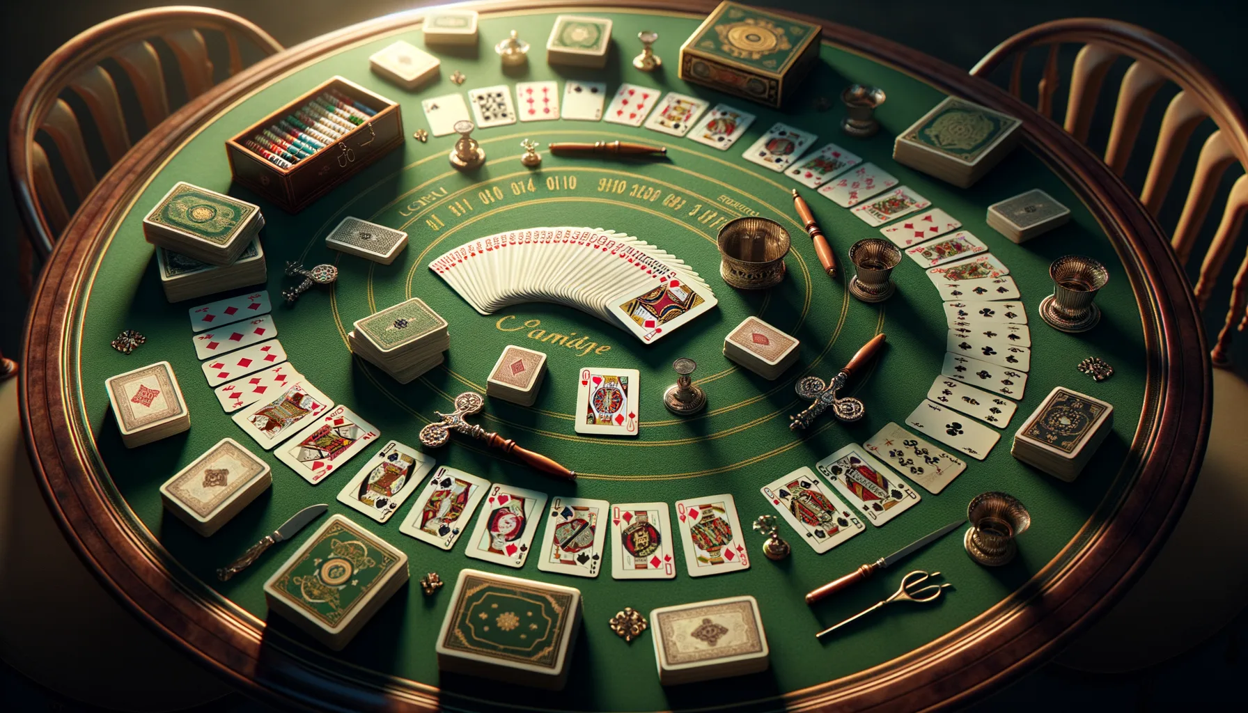 Tavolo da burraco con carte francesi e combinazioni di gioco