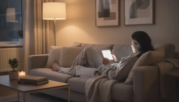 Giocatore che usa tablet per giocare alle slot con jackpot in ambiente domestico